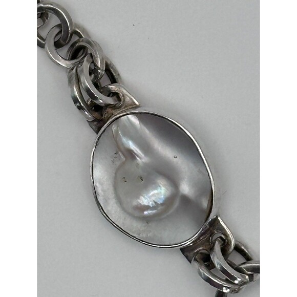 Lapidario Barrera 950 Silver Bracelet – Sculptural Blister Pearl Design - Picture 4 of 12